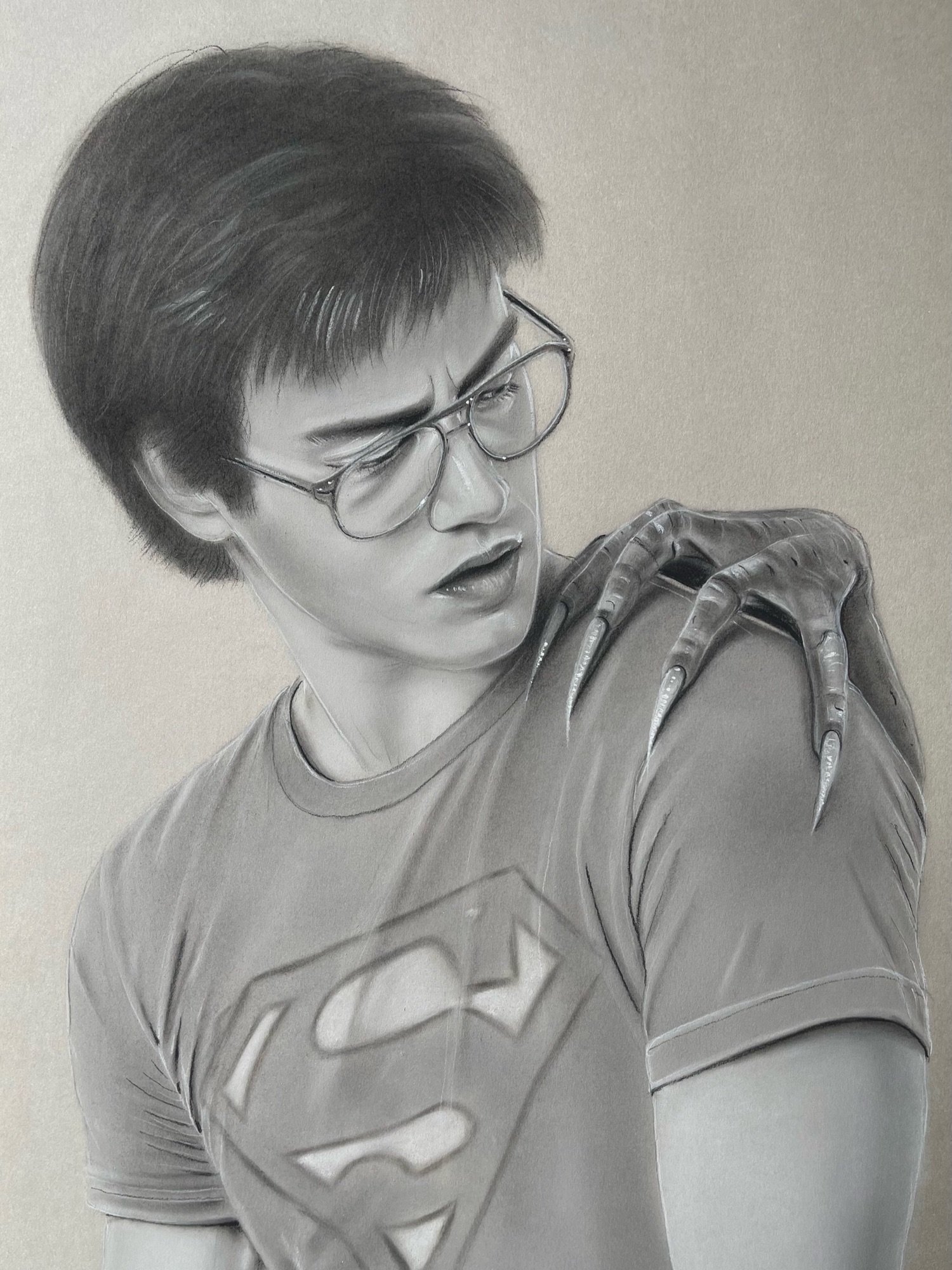 Friend. Pastel and charcoal on paper.