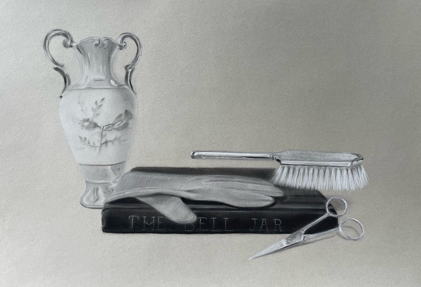 The Bell Jar. Charcoal and pastel on paper.