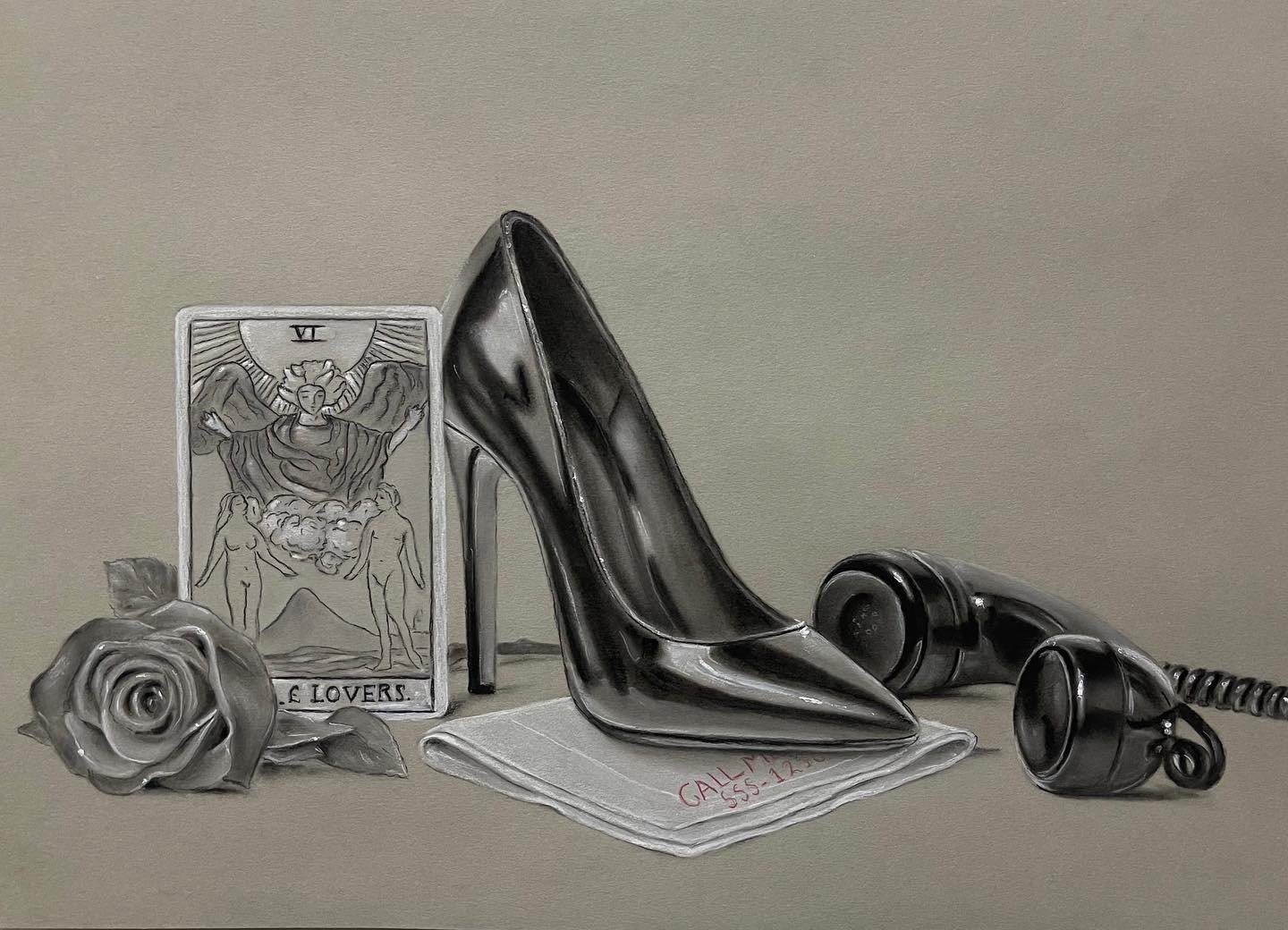 The Lovers. Charcoal and pastel on paper.